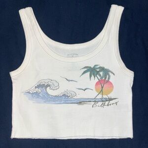 Billabong White Tank with Tropical Design